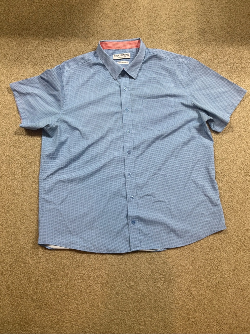 Nick Graham Everywhere stretch modern fit Short Short-Sleeve Dress Shirt Blue